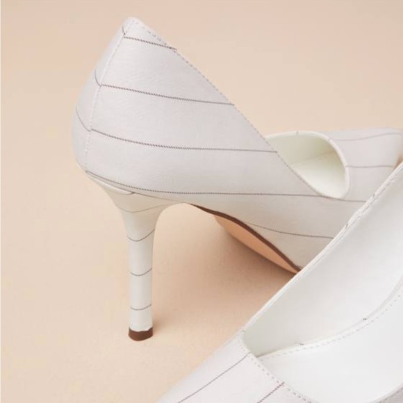 Lulus Pinstripe White Heels - Picture 3 of 3